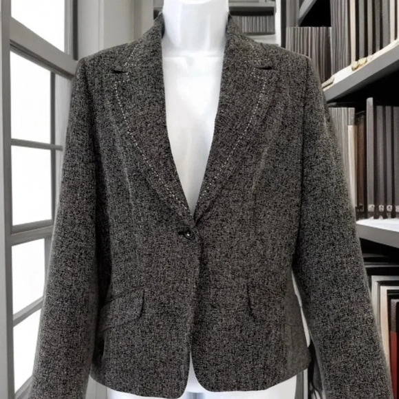 Simply Manakin/ Grey & black peppered/ Buttoned/  Blazer/ Size US 8 - Picture 2 of 16